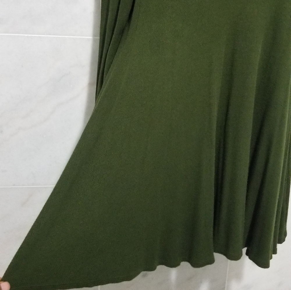 Audrey 3+1 Green Ribbed Tunic Flowy Top S - Picture 3 of 6